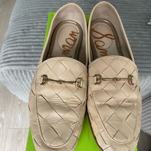 Sam Edelman Leather Woven Lorraine Loafers Beige Size 7.5